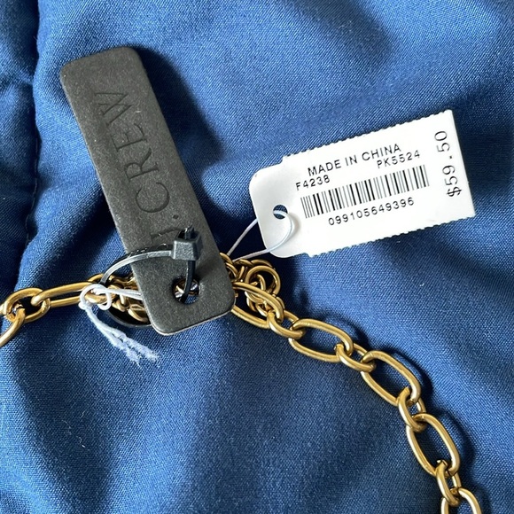 NWT Lustrous J. Crew Crystal Rhinestone Gold Tone Blue & Pink Statement Necklace - Picture 4 of 6